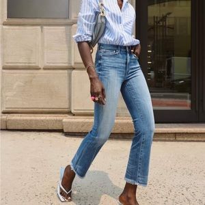 AYR Bomb Pop Jeans Bomba Light Wash Straight Leg Ankle Raw Hem